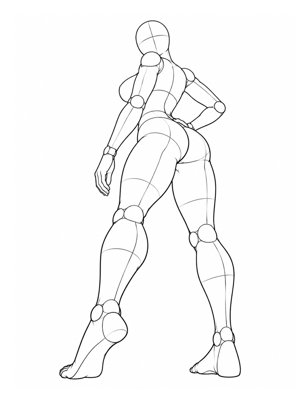 P003 Hip out, looking back · Low angle