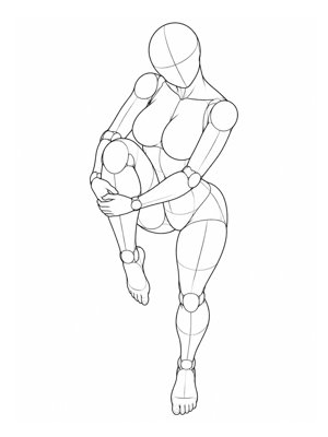 P005 站立・抱单膝至胸・背部后仰 · 俯拍