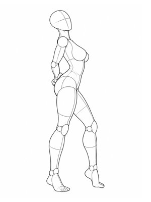 P013 Hands behind the back, chest lifted · Side view