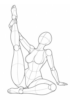 坐姿・单腿高抬・手握脚踝