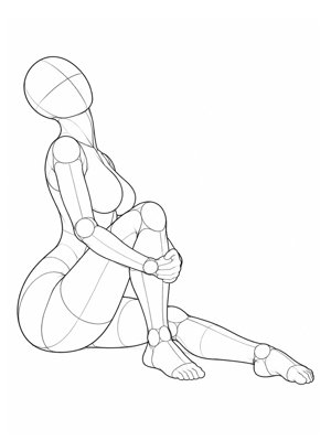 P025 片膝を抱えて背中を反らす座り · 横
