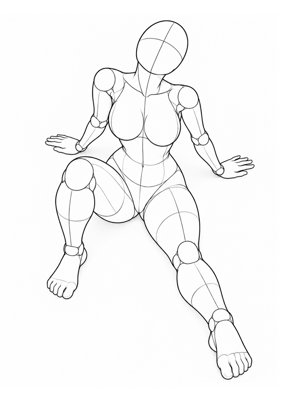 P028 One knee up, hands behind · High angle