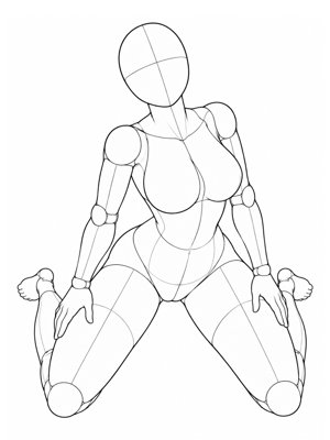 P033 Kneeling with knees wide, hips sunk · High angle