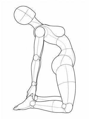 P038 Kneeling, deep back arch, hands to the heels · Side view
