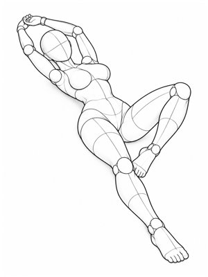 P064 On the back, one knee turned out · Three-quarter view