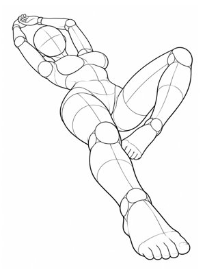 P064 On the back, one knee turned out · Low angle