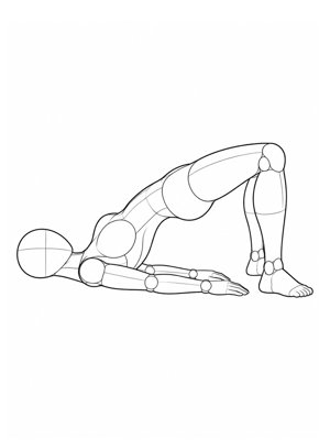 P066 ブリッジで腰を高く上げ膝を開く · 横