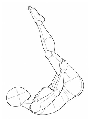 P067 Tucked roll, side view, thighs held · Side view