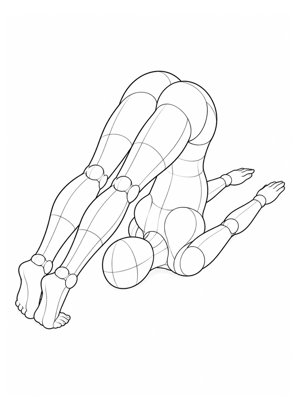 P068 Tucked roll, side view, legs toward the head · High angle