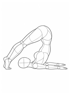 P068 Tucked roll, side view, legs toward the head · Side view