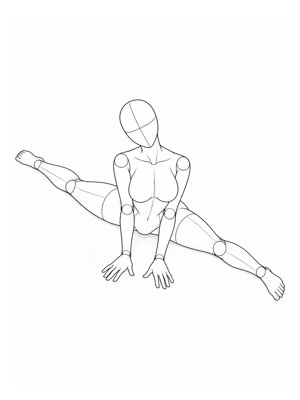 P075 左右開脚（ベタ開脚）で上体を起こす · 上から