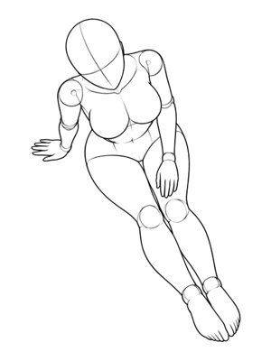 P002 One-hand support, legs extended diagonally · High angle