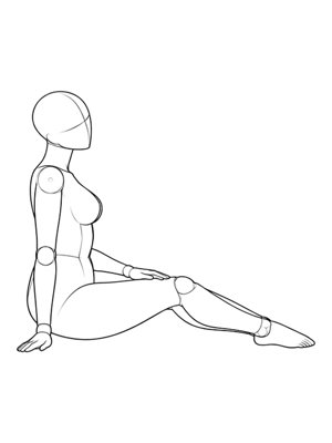 P002 One-hand support, legs extended diagonally · Side view