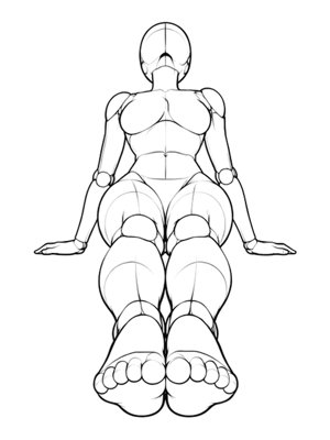 P003 Both hands behind, chest open · Low angle