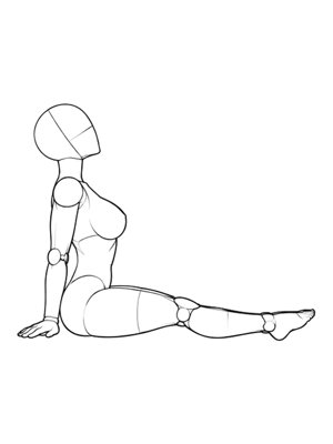 P003 Both hands behind, chest open · Side view