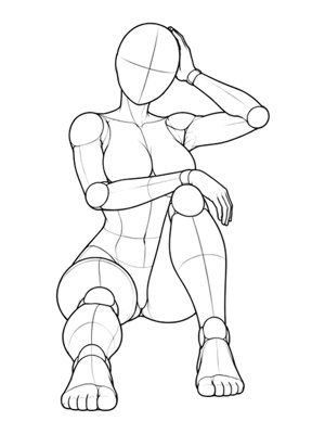 P005 One knee up, hand in hair