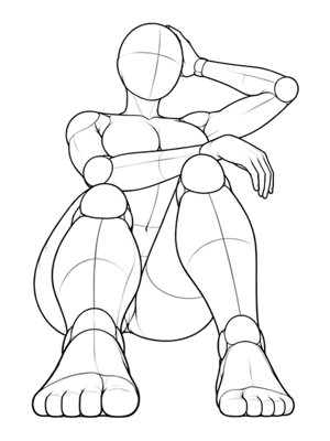 P005 One knee up, hand in hair · Low angle