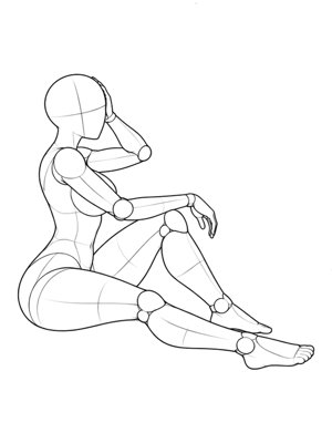 P005 One knee up, hand in hair · Side view