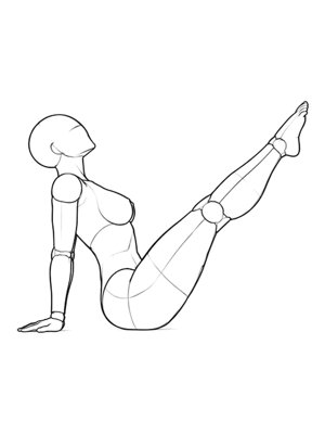 P013 Legs raised, leaning back · Side view