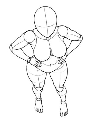P018 Standing, both hands on hips · High angle