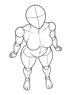 P022 Standing, arms swept back, chest open · High angle