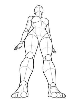 P022 Standing, arms swept back, chest open · Low angle