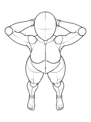 P027 Standing, hands on the nape · High angle