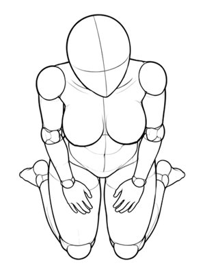 P031 Kneeling, hands on thighs · High angle