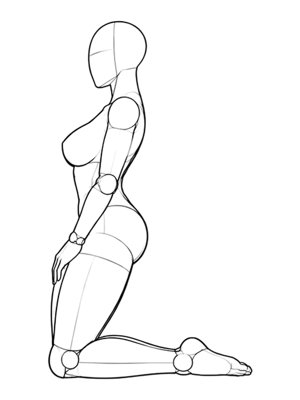 P031 Kneeling, hands on thighs · Side view