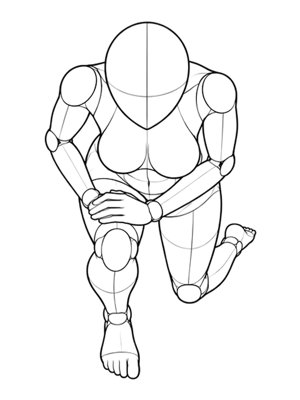P033 One knee down, hand on knee · High angle