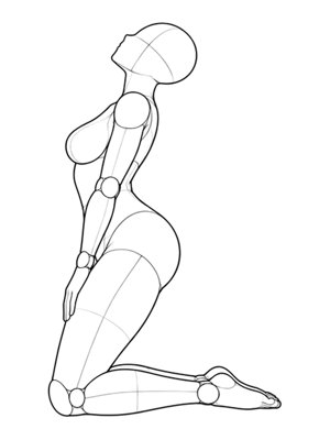 P034 Kneeling, leaning back · Side view