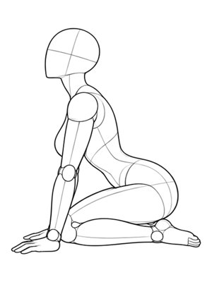 P042 Girl sit, hands forward · Side view
