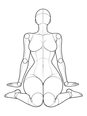 P044 Girl sit, hands behind · Front view