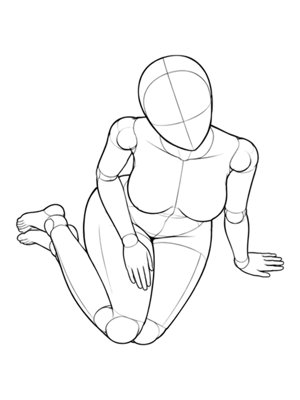 P045 Side sit, legs to the right · High angle
