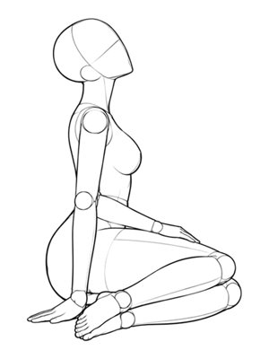 P045 Side sit, legs to the right · Side view