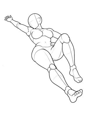 P052 Lying on back, one knee up · Three-quarter view