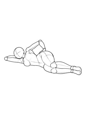 P054 Lying on side, waist curve · Side view