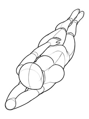 P057 Lying on side, one arm overhead · High angle