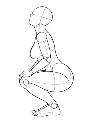 P061 Crouching, hands on knees · Side view