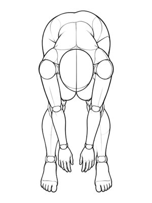P071 Leaning forward, arms hanging · High angle