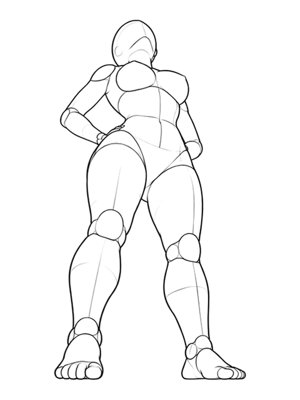 P073 Arching back, standing · Low angle