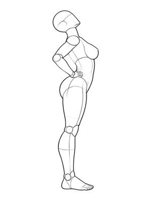 P073 Arching back, standing · Side view