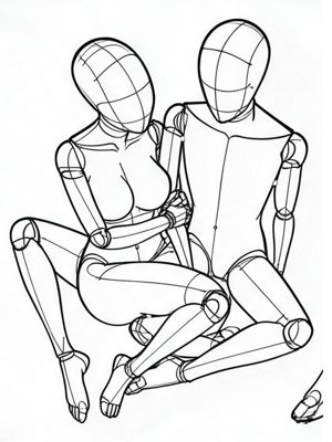 P008 Legs entwined, hands clasped · High angle