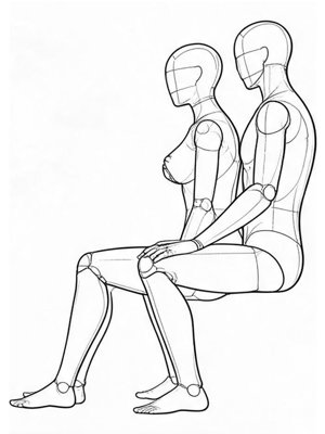 P009 Held from behind, seated on the lap · Side view