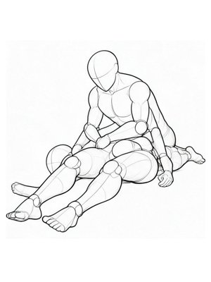 P011 伸腿交叠 · 斜侧面