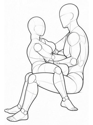P016 Legs draped, leaning on the lap · Side view