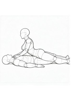 P021 Lying on top, legs extended · Side view