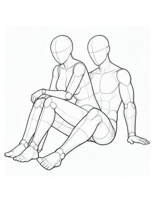 P025 On the lap, leaning forward · Three-quarter view