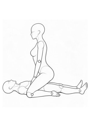 P034 Straddling, kneeling above the face · Side view