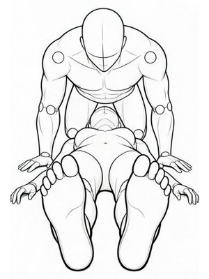 P040 Leaning over, kissing the chest · Low angle